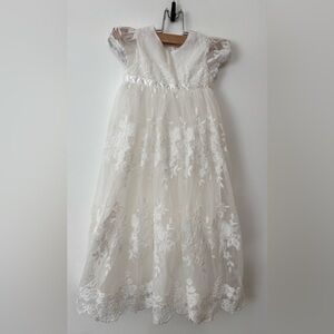 White Lace Baby Baptism Christening Gown Dress Size 6-9 Month NWTS